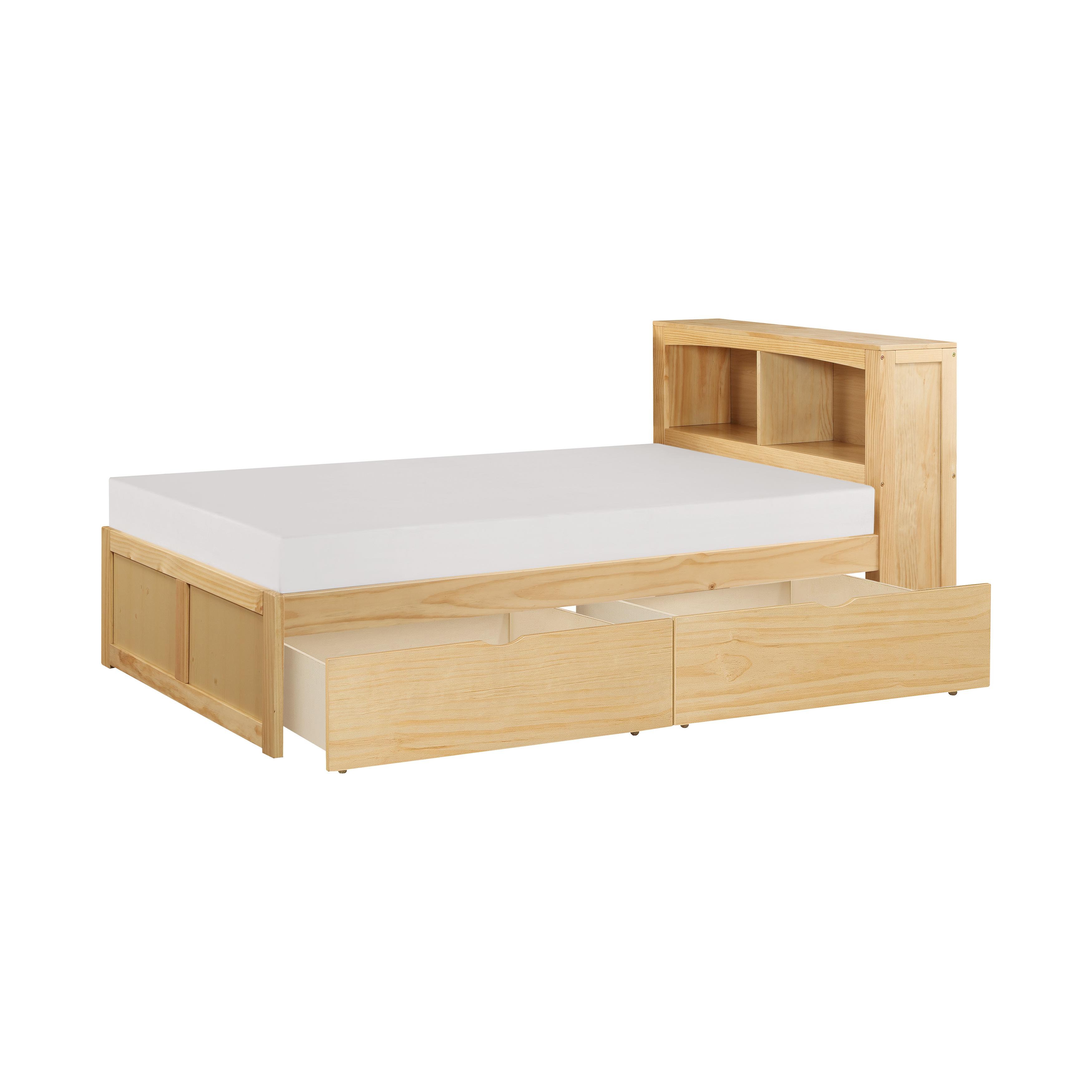 

    
Transitional Natural Pine Finish Wood Twin Bookcase Bed w/Storage Boxes Homelegance B2043BC-1T* Bartly
