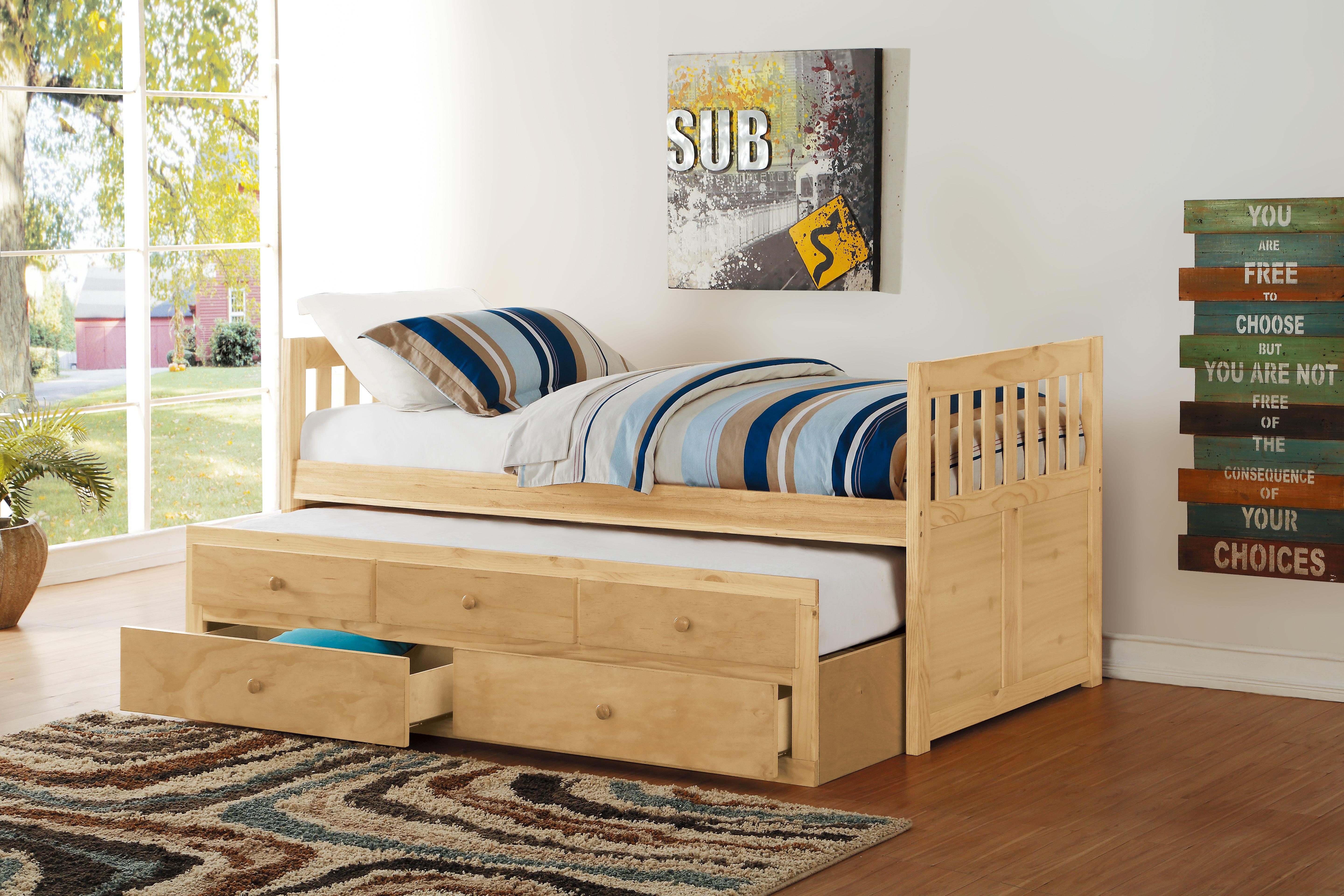 

    
Transitional Natural Pine Finish Wood Twin Trundle Bed Homelegance B2043PR-1* Bartly
