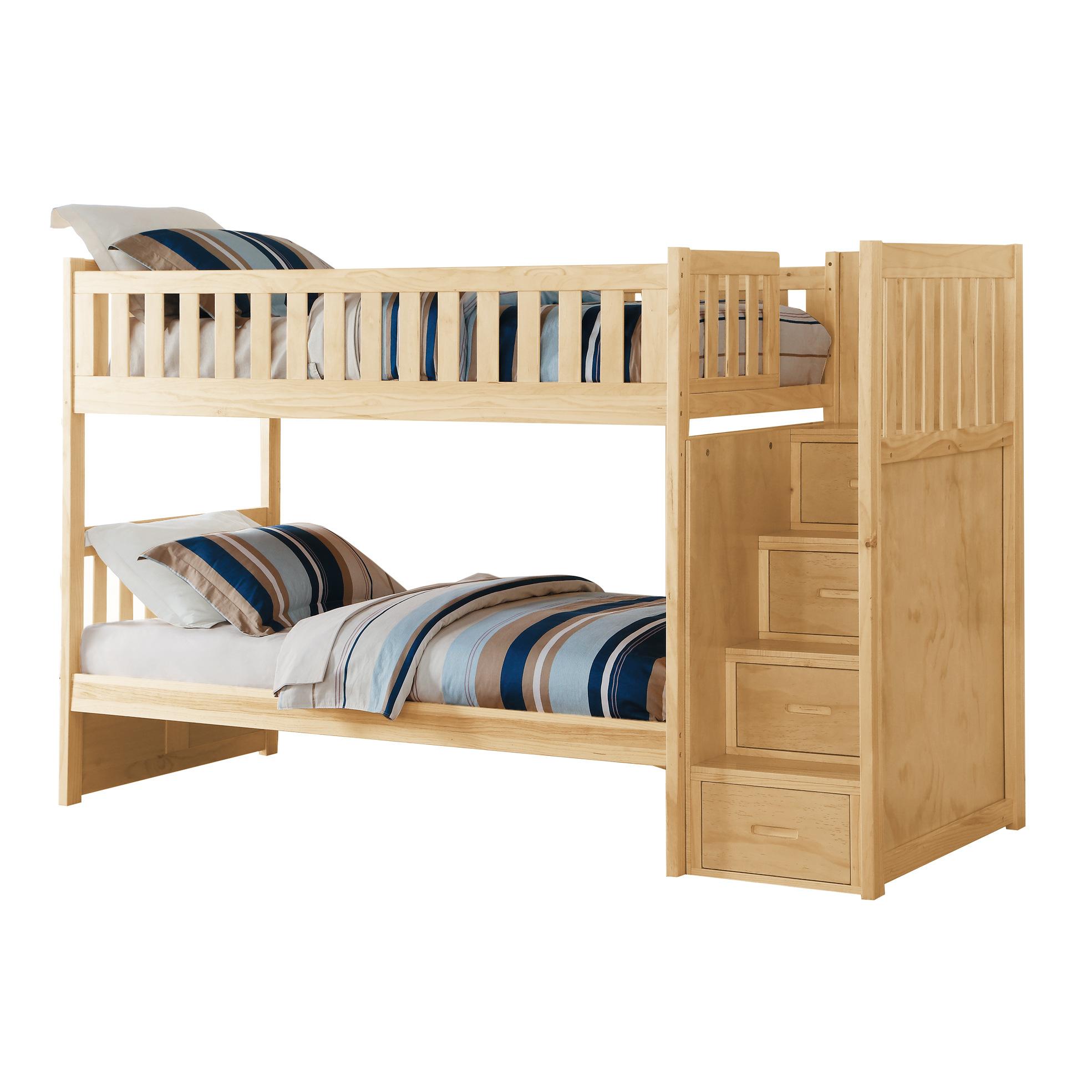 

    
Transitional Natural Pine Finish Wood Twin/Twin Bunk Bed Homelegance B2043SB-1* Bartly
