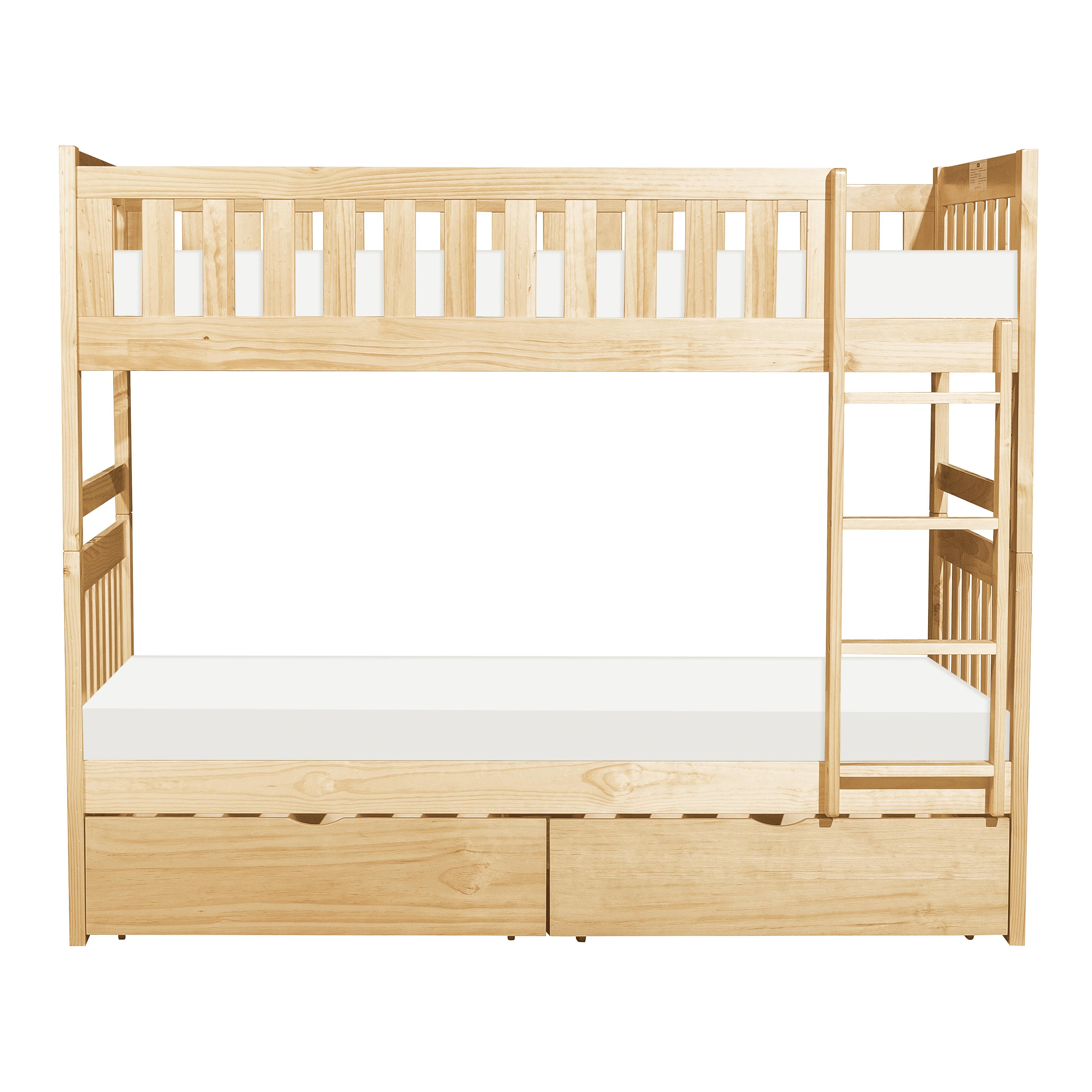 

    
Transitional Natural Pine Finish Wood Twin/Twin Bunk Bed w/Storage Boxes Homelegance B2043-1*T Bartly
