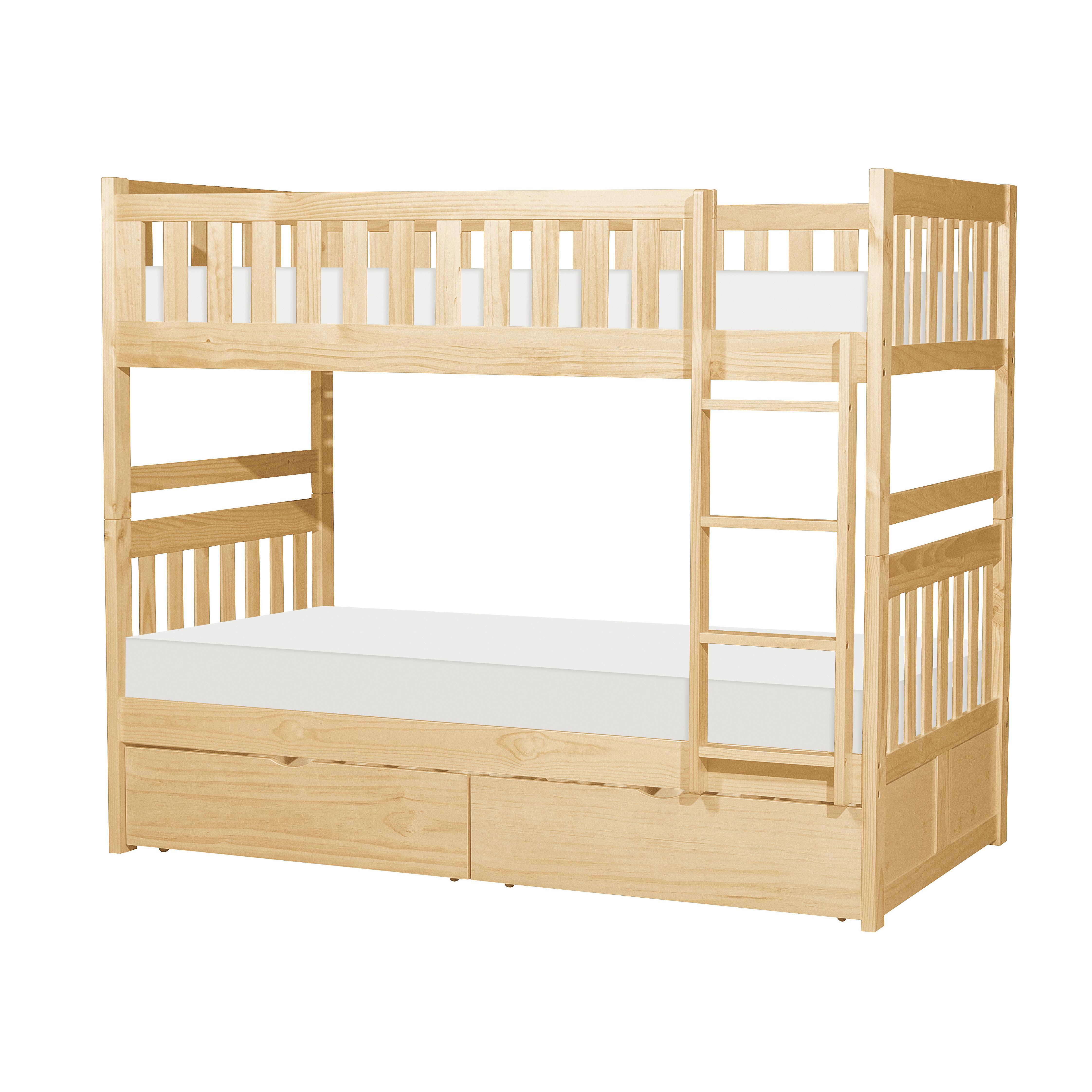 

    
Transitional Natural Pine Finish Wood Twin/Twin Bunk Bed w/Storage Boxes Homelegance B2043-1*T Bartly
