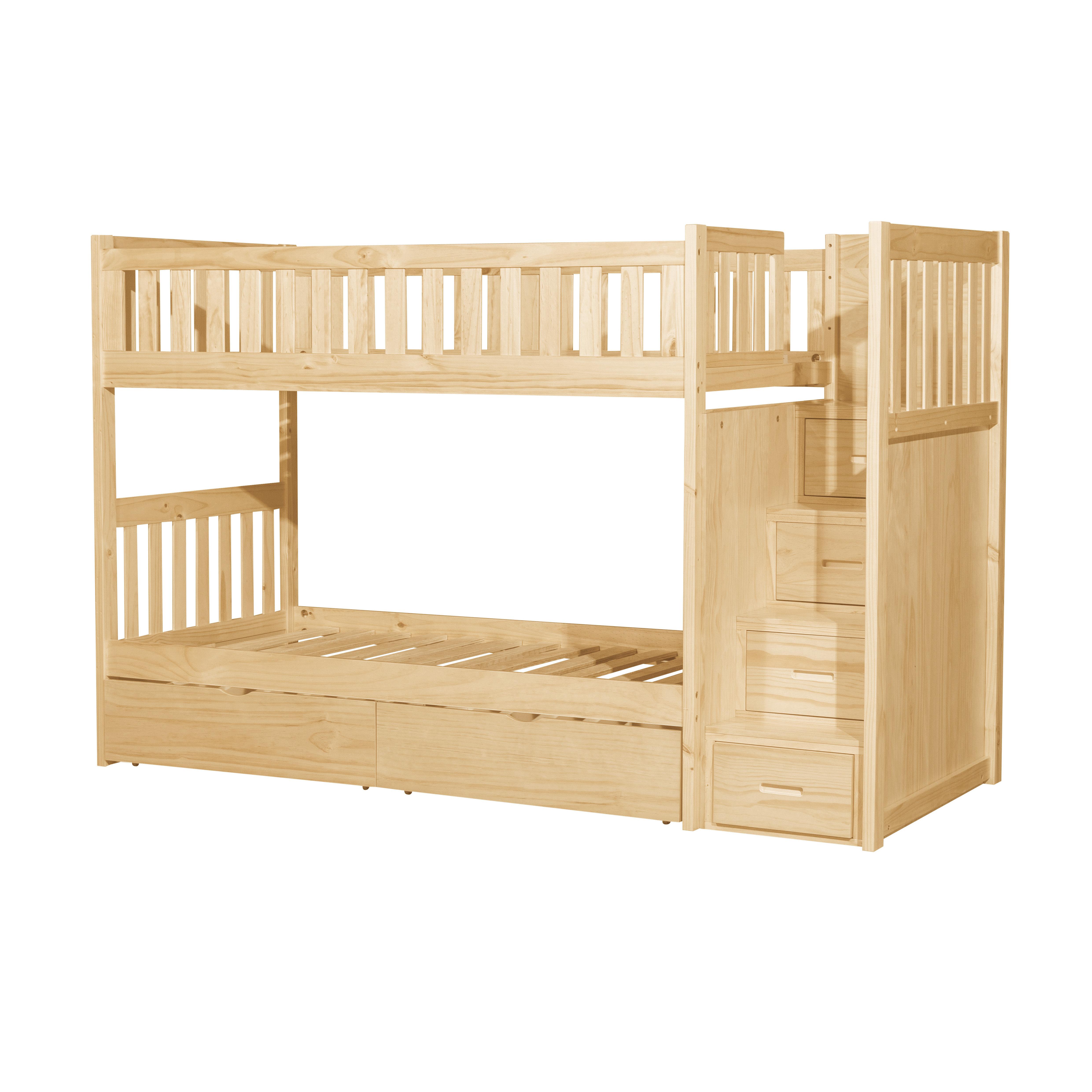 

    
Transitional Natural Pine Finish Wood Twin/Twin Bunk Bed w/Storage Boxes Homelegance B2043SB-1*T Bartly
