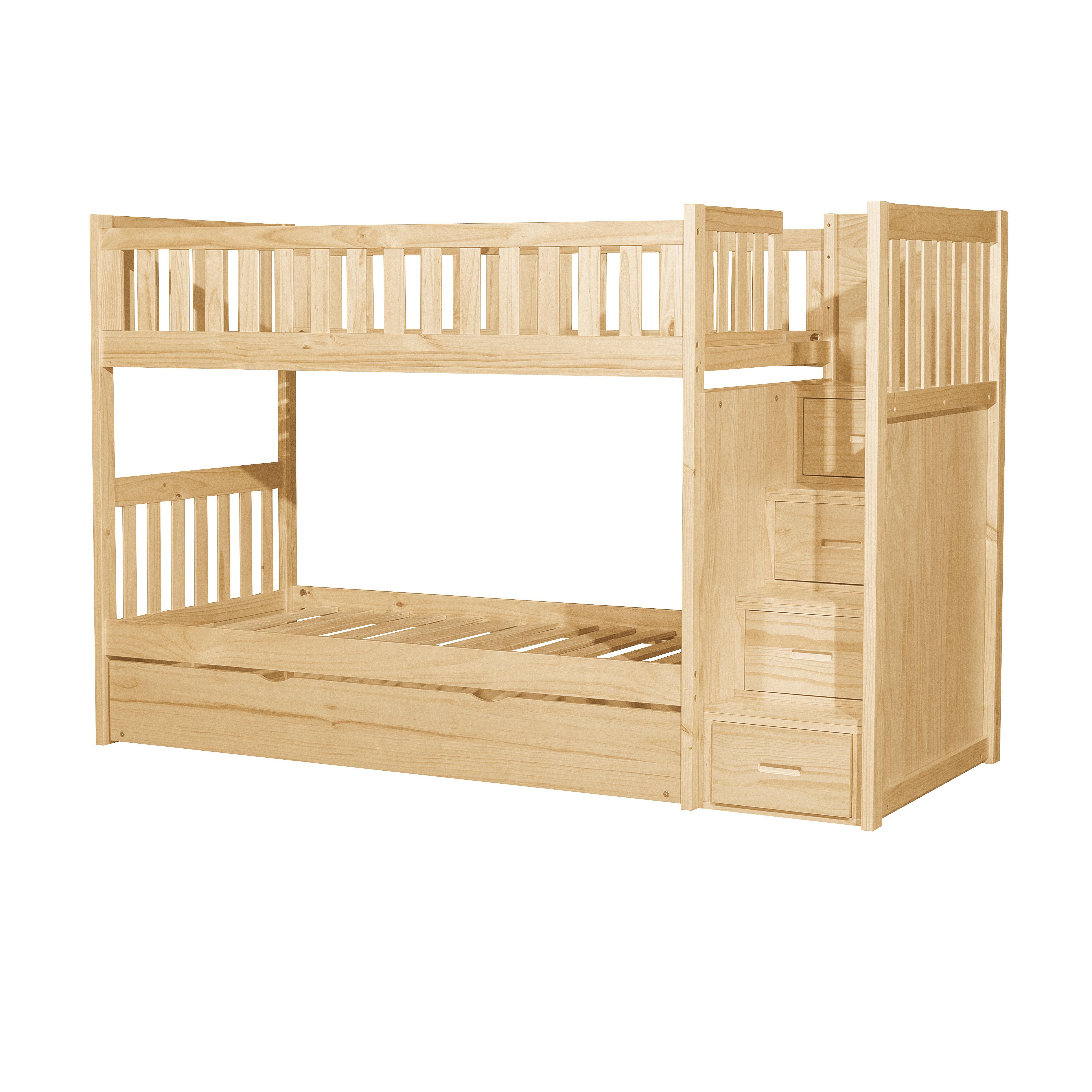 

    
Transitional Natural Pine Finish Wood Twin/Twin Bunk Bed w/Trundle Homelegance B2043SB-1*R Bartly
