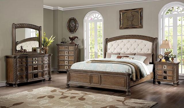 

    
Transitional Natural Tone Solid Wood Queen Bedroom Set 6pcs Furniture of America CM7145 Timandra
