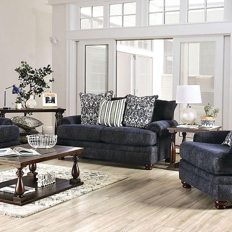 

    
Transitional Navy Chenille Loveseat Furniture of America SM5157-LV Hadleigh

