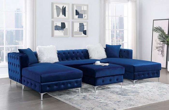 Transitional Sectional Sofa and Ottoman CM6256NV-2PC Ciabattoni CM6256NV-2PC in Navy 
