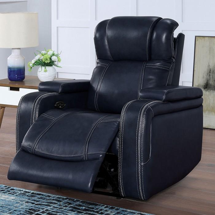 Transitional Recliner Chair Abbotsford Recliner Chair CM6488NV-CH-PM CM6488NV-CH-PM in Navy Leather