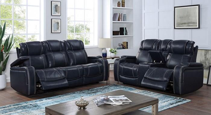 Transitional Power Sofa Set Abbotsford Power Sofa Set 2PCS CM6488NV-SF-PM-2PCS CM6488NV-SF-PM-2PCS in Navy Leather