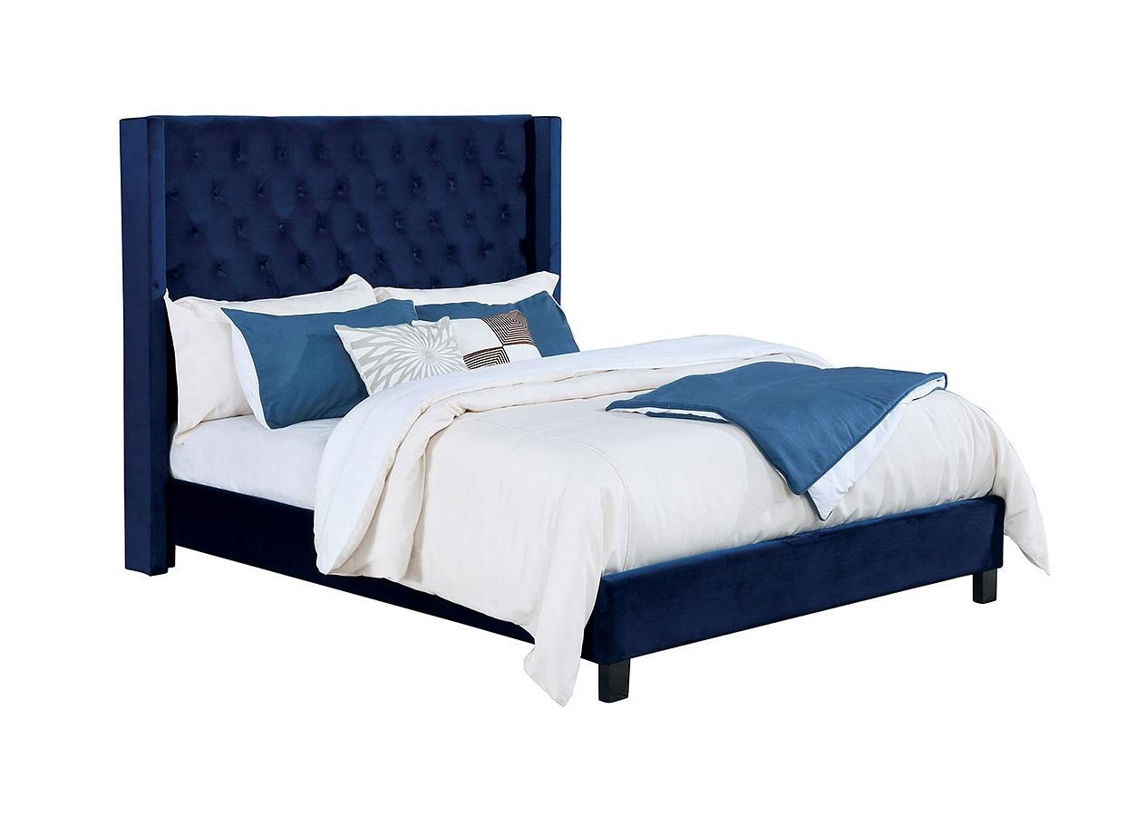 

    
Transitional Navy Solid Wood King Bed Furniture of America CM7141NV Ryleigh
