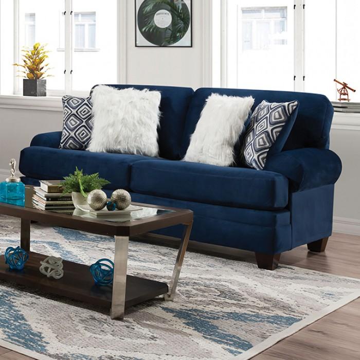 

    
Transitional Navy Solid Wood Sofa Furniture of America Waldstone SM5176-SF-S
