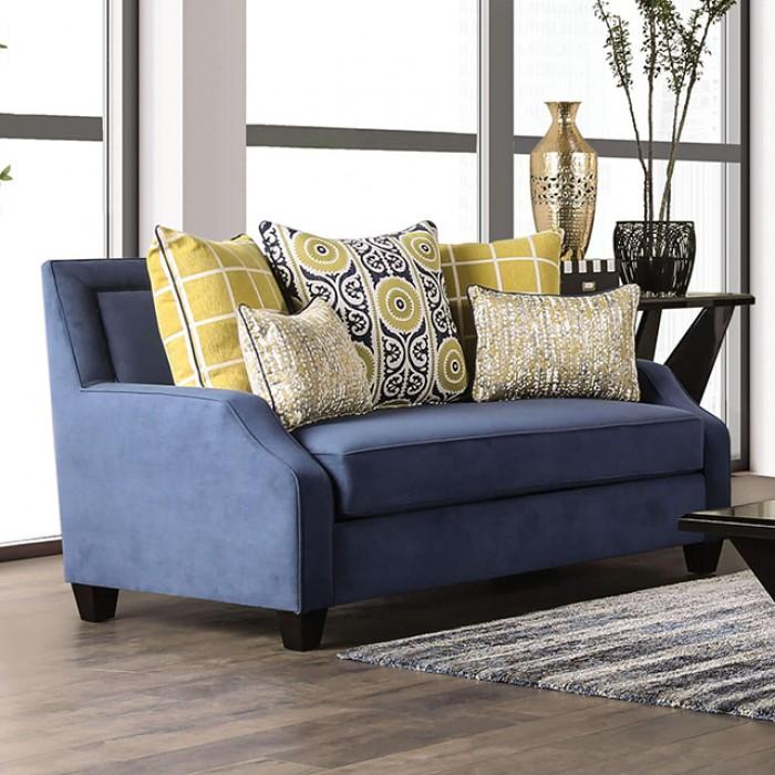 Transitional Loveseat West Brompton Loveseat SM2274-LV-L SM2274-LV-L in Navy, Yellow 