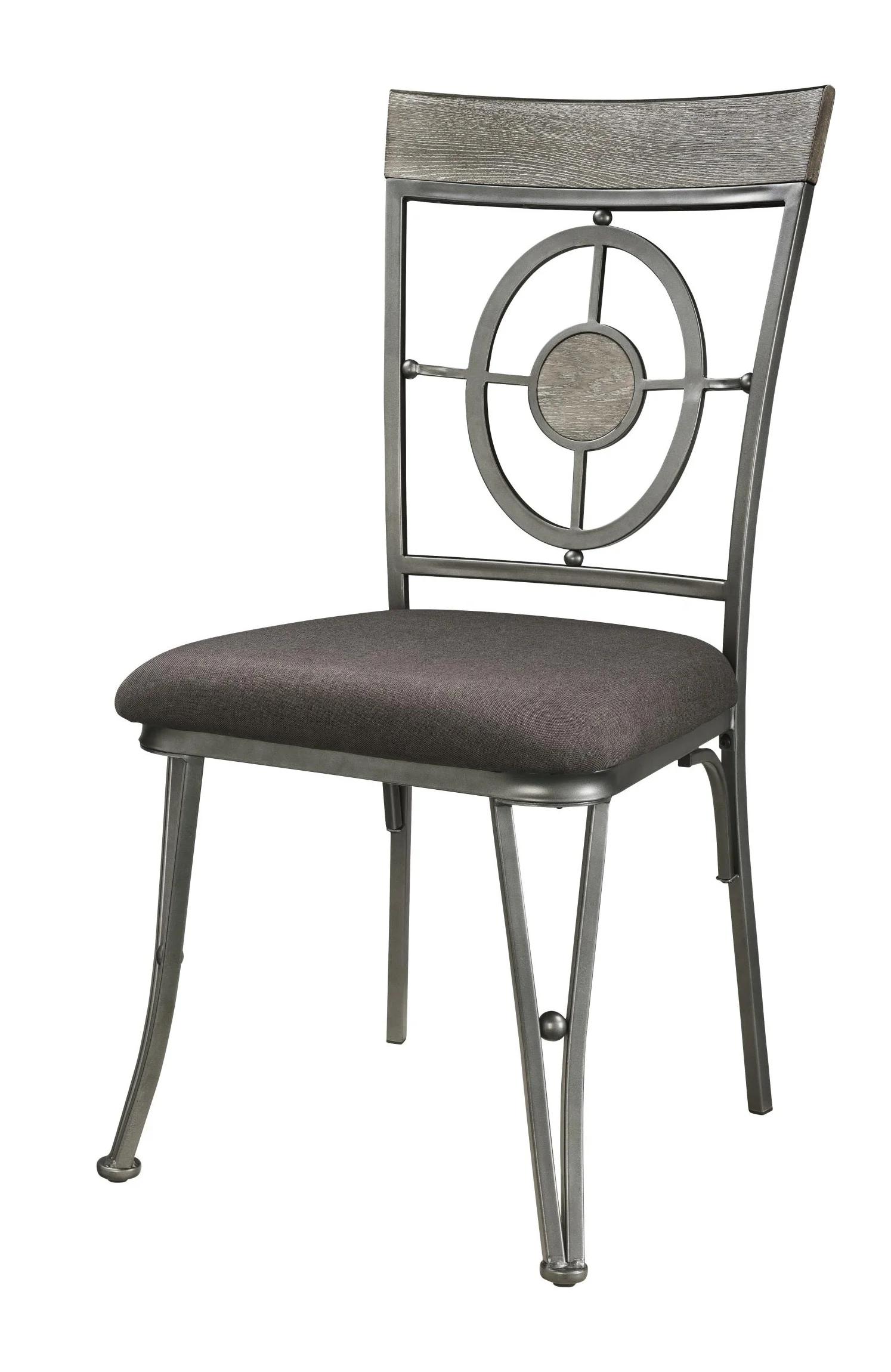 Transitional Side Chair Set Landis 73187-2pcs in Oak Fabric