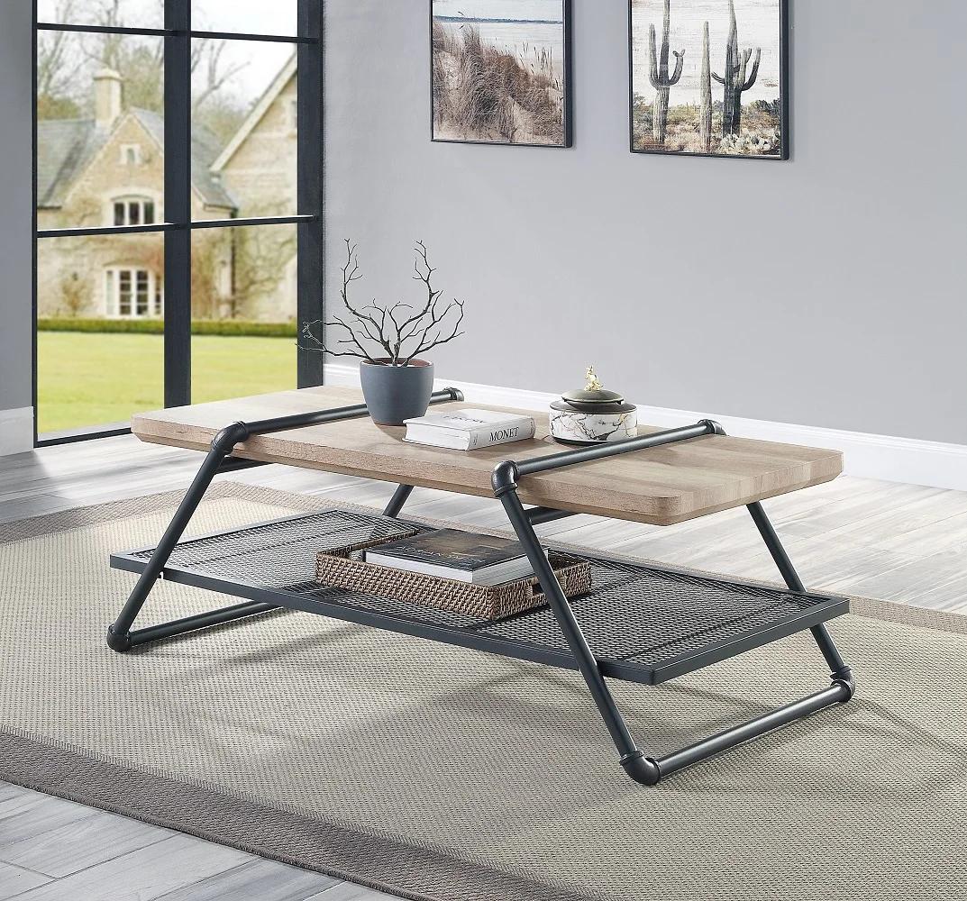 

    
Transitional Oak & Sandy Gray Coffee Table by Acme Brantley LV00430
