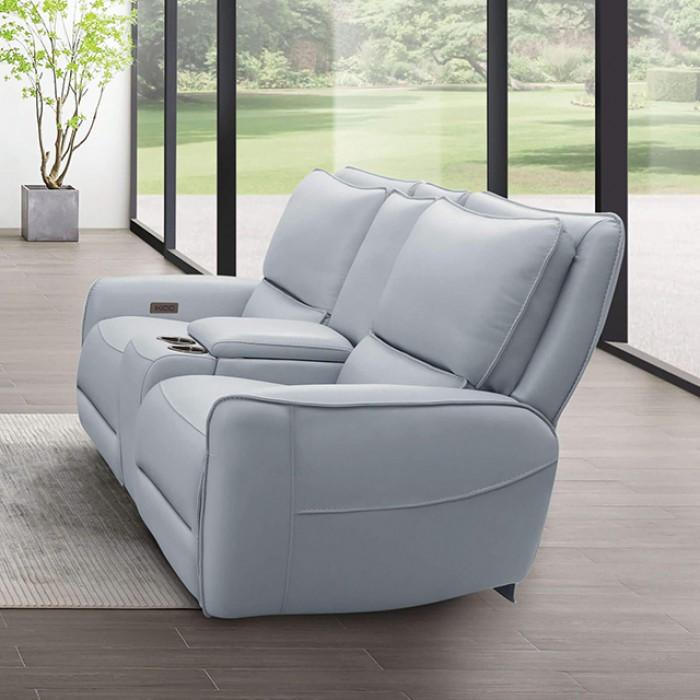 

    
Transitional Pale Blue Solid Wood Power Reclining Loveseat Furniture of America Phineas CM9921PB-LV-PM-L

