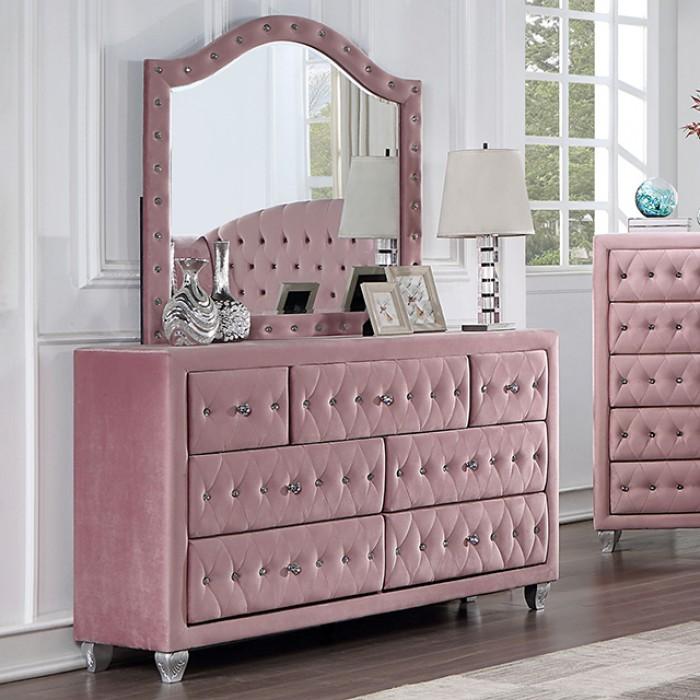 Transitional Dresser w/Mirror CM7130PK-D*2PC Zohar CM7130PK-D*2PC in Pink 