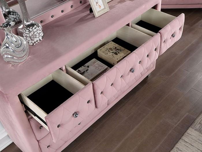 

    
Transitional Pink Solid Wood Dresser w/Mirror Furniture of America CM7130PK-D Zohar
