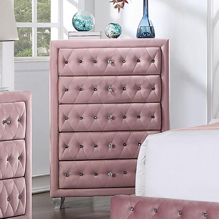

    
 Shop  Transitional Pink Solid Wood Full Bedroom Set 6pcs Furniture of America CM7130PK-F Zohar
