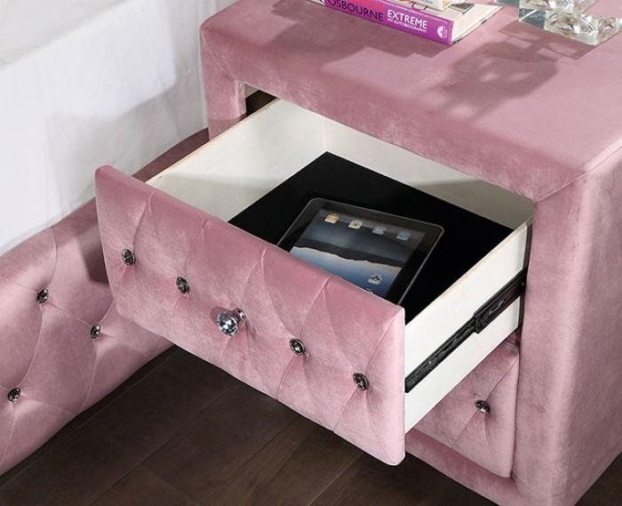 

    
Transitional Pink Solid Wood Nightstand Furniture of America CM7130PK-N Zohar
