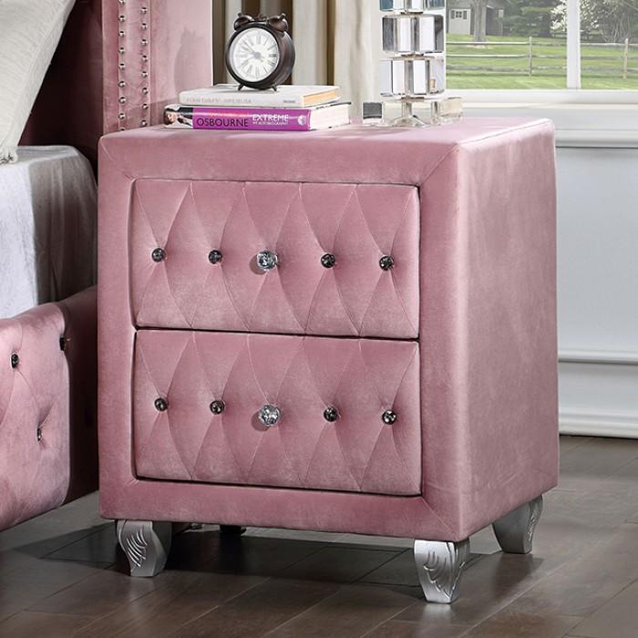 

    
Transitional Pink Solid Wood Nightstand Furniture of America CM7130PK-N Zohar

