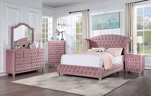 

    
Transitional Pink Solid Wood Queen Bedroom Set 5pcs Furniture of America CM7130PK-Q Zohar
