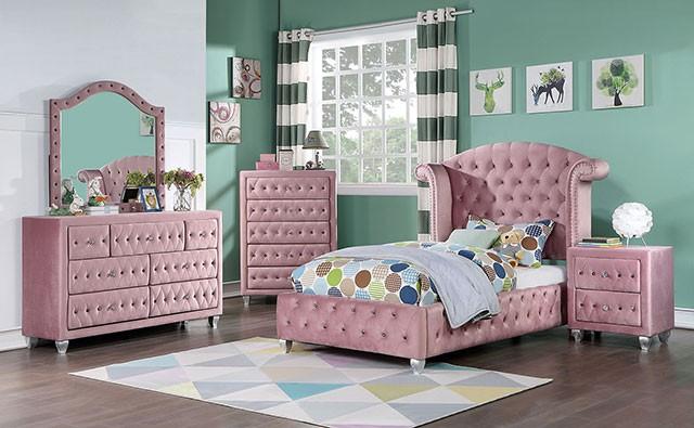 Transitional Platform Bedroom Set CM7130PK-T*5PC Zohar CM7130PK-T*5PC in Pink 