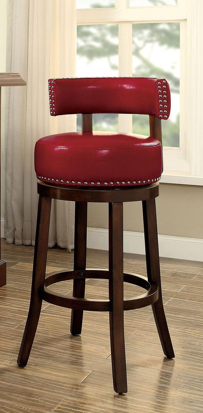 

    
Transitional Red & Dark Oak 25" Bar Stool Set 2pcs Furniture of America CM-BR6251RD-24-2PK Shirley

