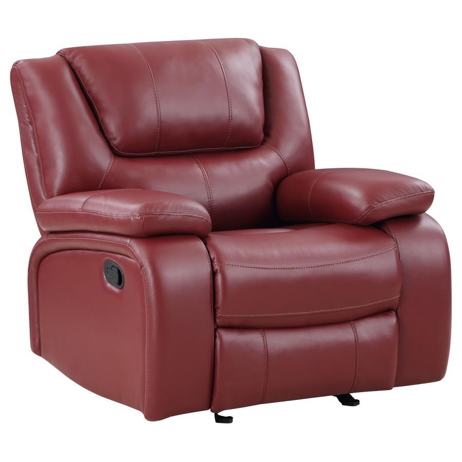 

    
Transitional Red Wood Glider Recliner Chair Coaster Camila 610243
