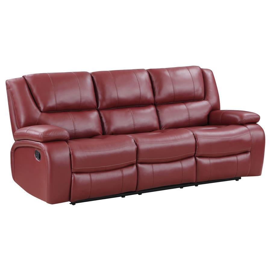 Transitional Reclining Sofa Camila Motion Reclining Sofa 610241-S 610241-S in Red Leatherette