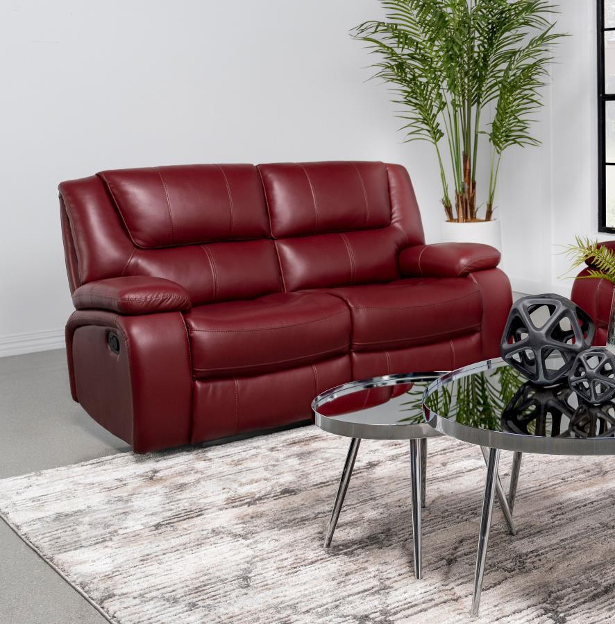 

    
 Order  Transitional Red Wood Reclining Living Room Set 2PCS Coaster Camila 610241
