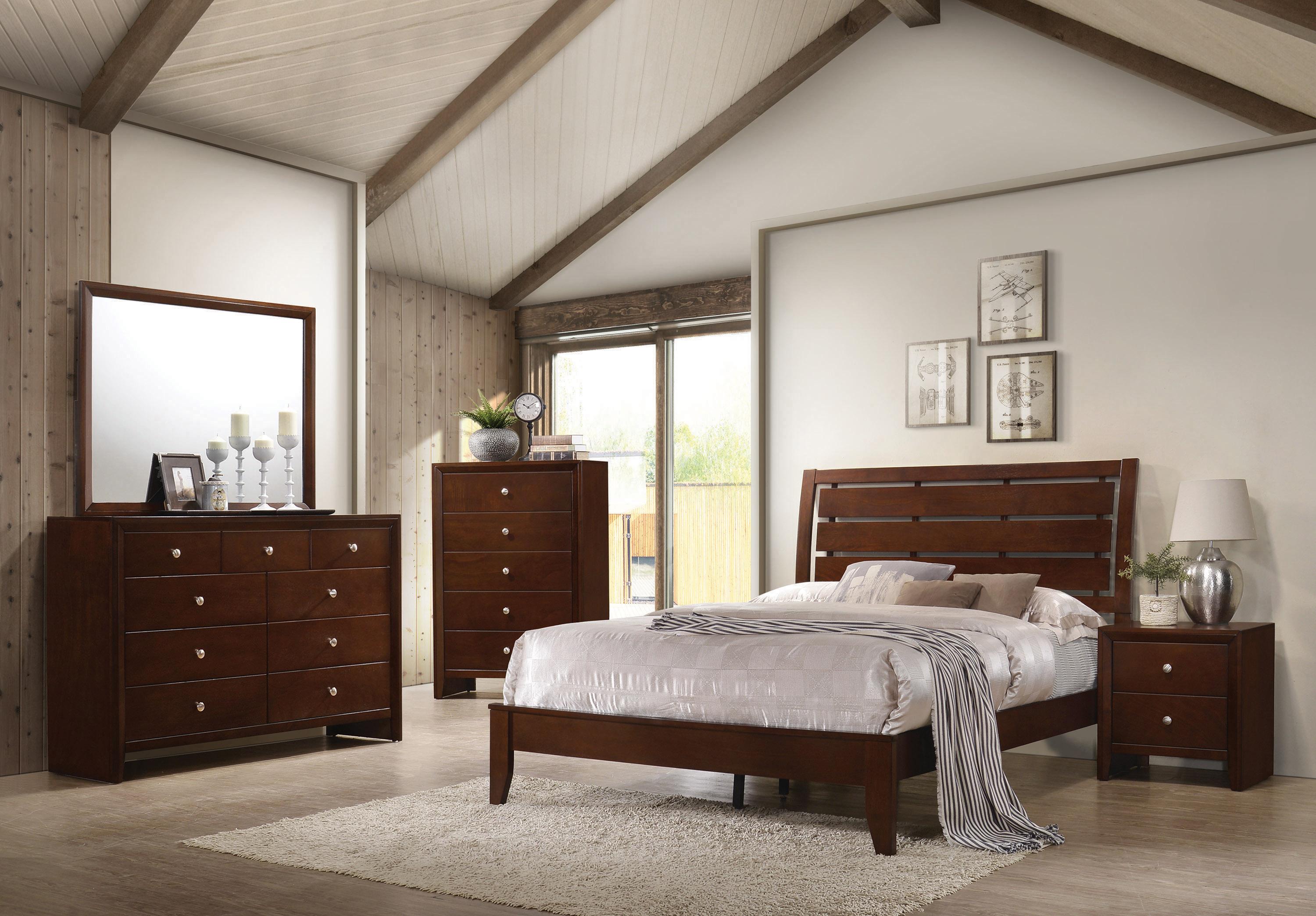 

    
Transitional Rich Merlot Wood CAL Bedroom Set 5pcs Coaster 201971KW Serenity

