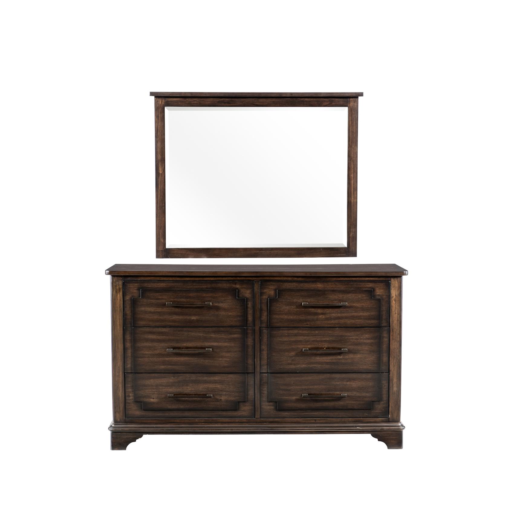 Traditional Dresser w/Mirror 1406-5*2PC 1406-5*2PC in Rustic Brown 
