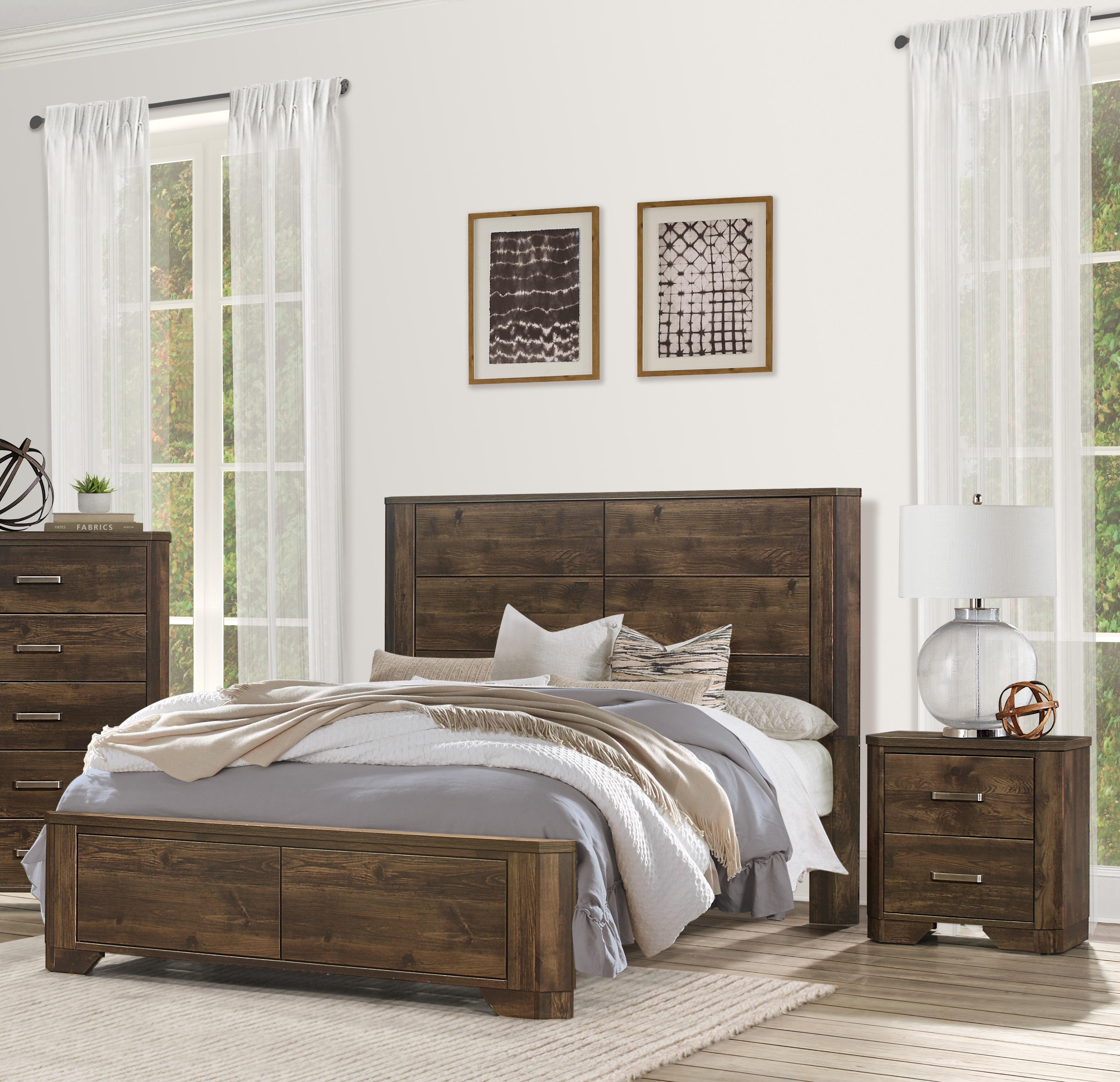 

    
Transitional Rustic Brown Wood CAL Bedroom Set 3pcs Homelegance 1509K-1CK* Jocelyn
