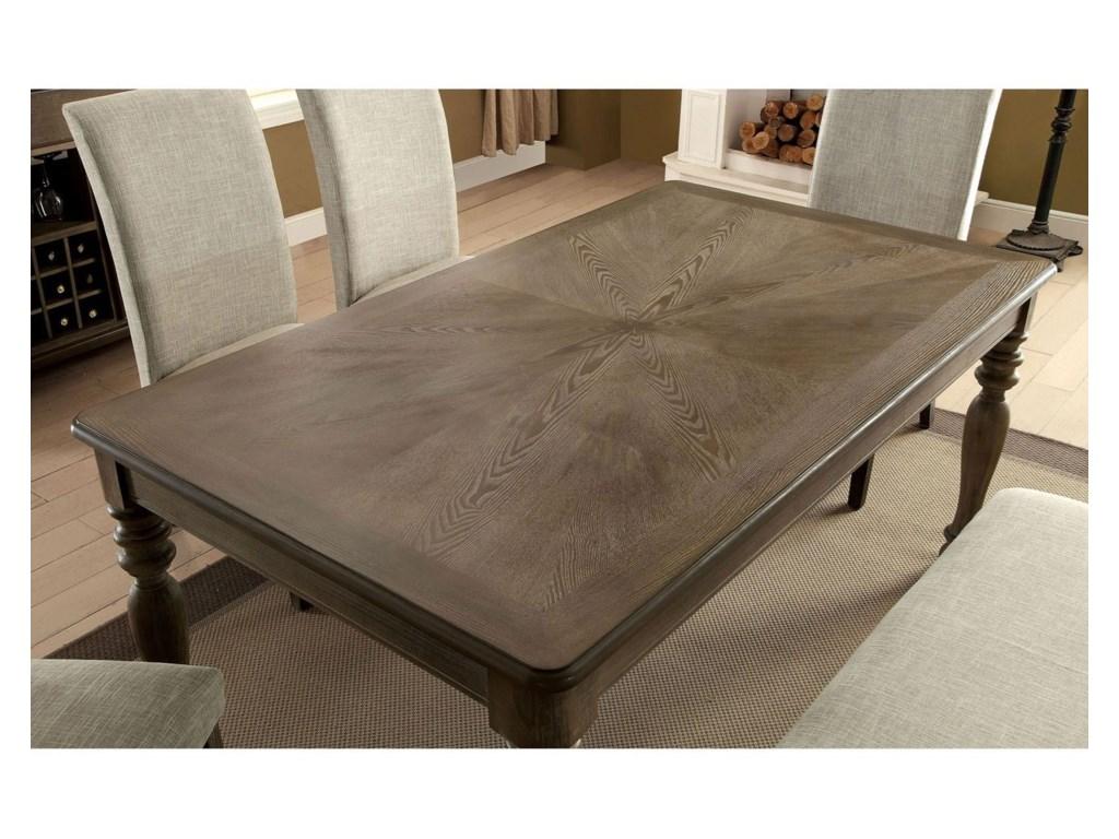 

    
Rustic Oak & Beige Solid Wood Dining Table Set 7P SIOBHAN CM3872T FOA Transitional
