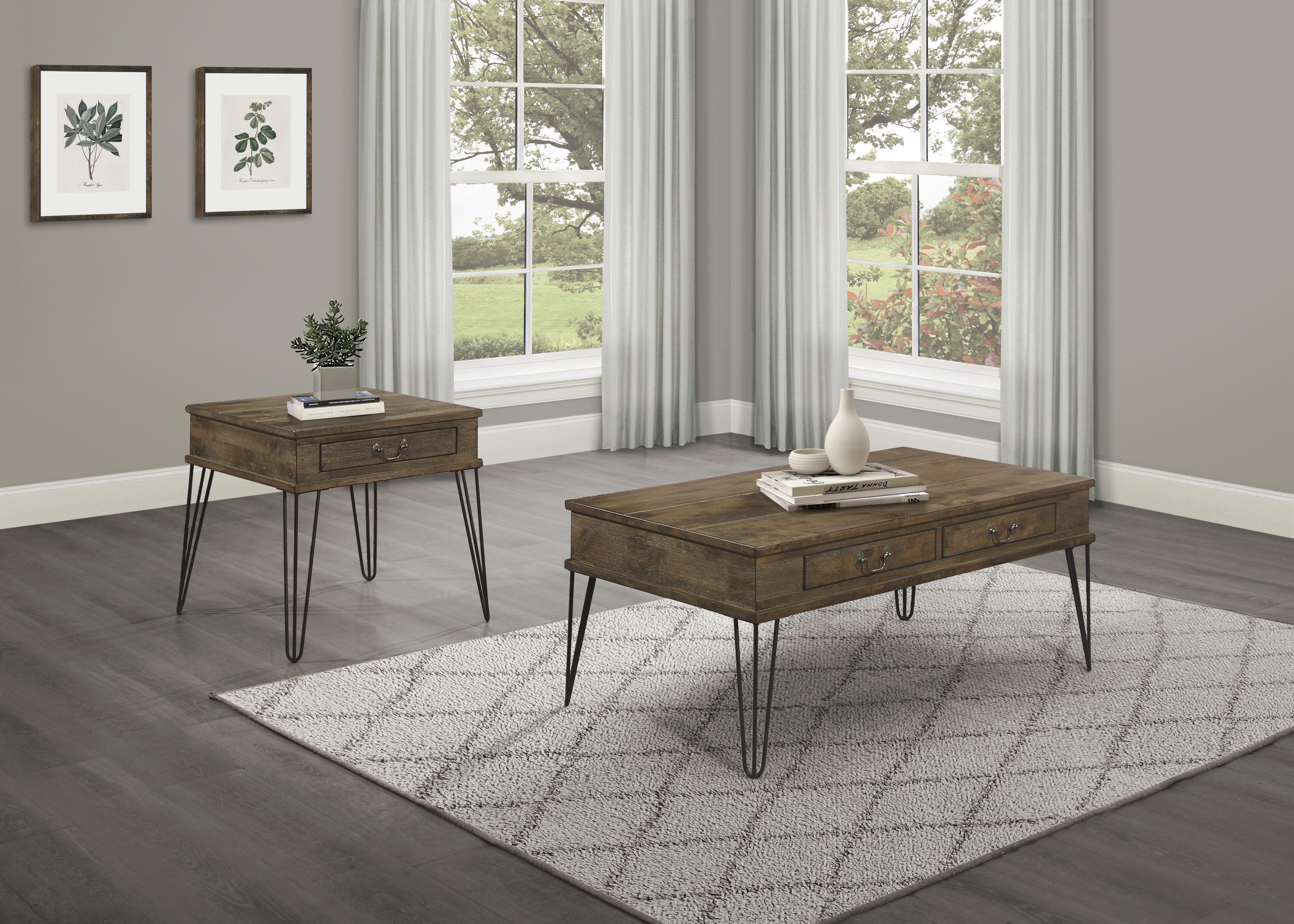 Transitional Occasional Table Set 3670M-30-2PC Shaffner 3670M-30-2PC in Oak 