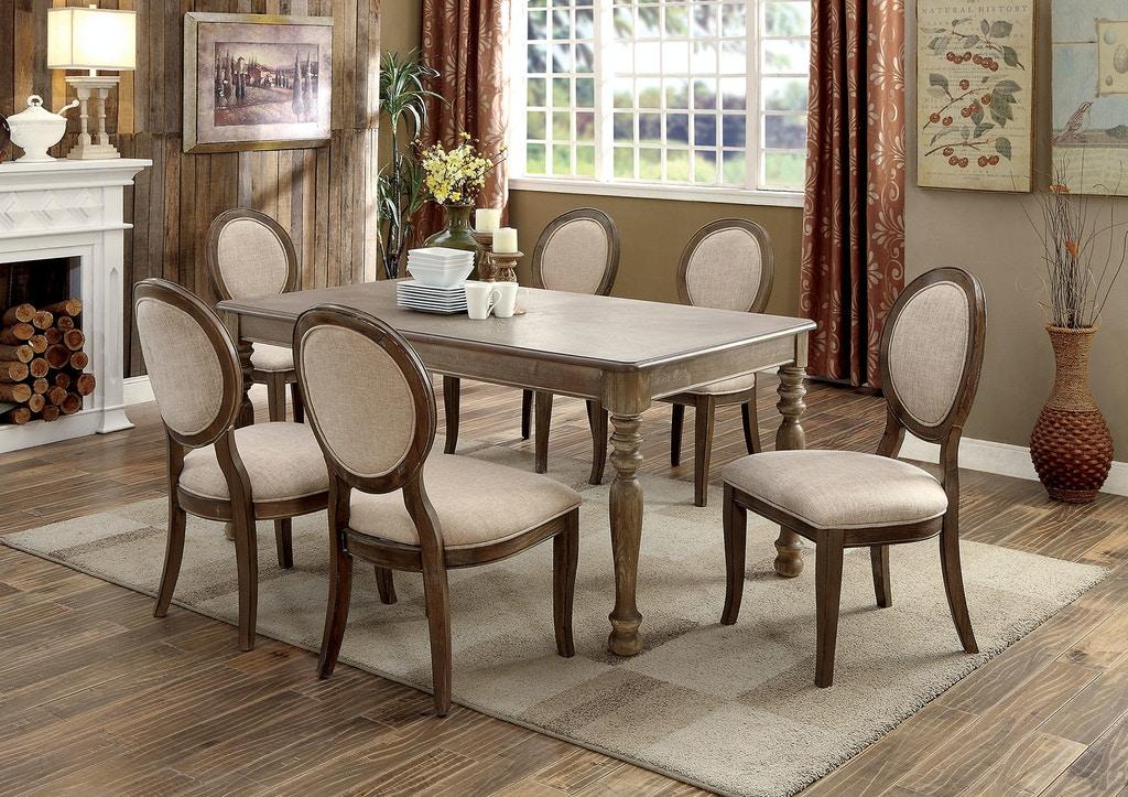 

    
Transitional Rustic Oak Solid Wood Dining Table Furniture of America CM3872T Siobhan
