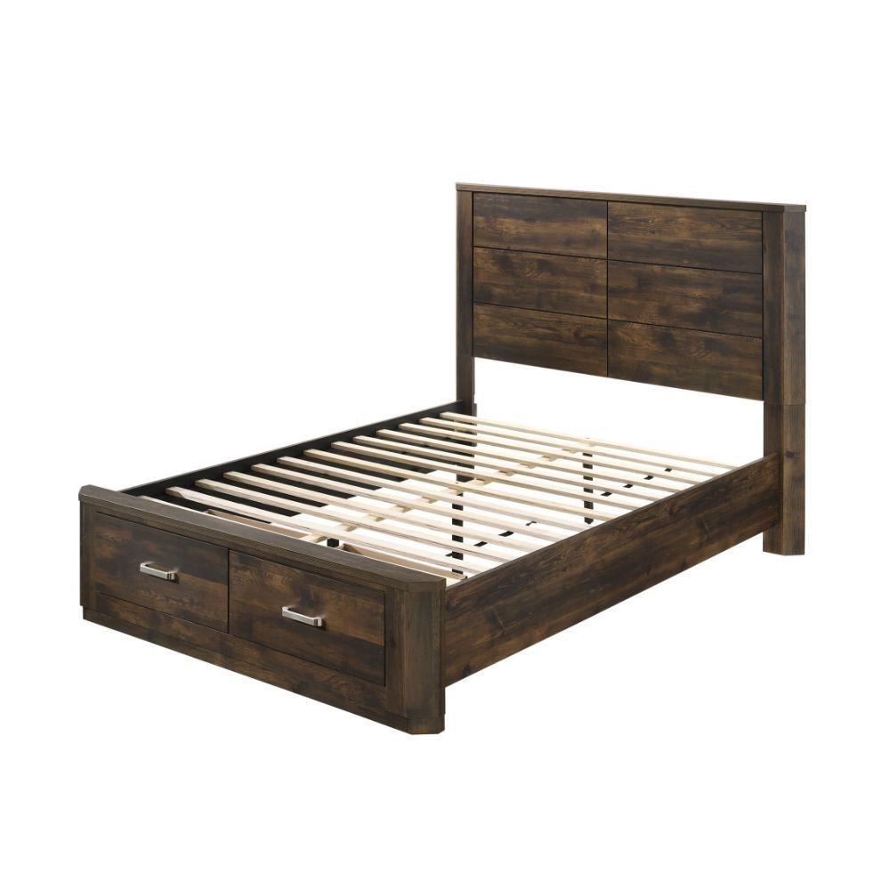 

    
Contemporary Walnut Wood Eastern King Bed w/ Storage by Acme Elettra 24197EK
