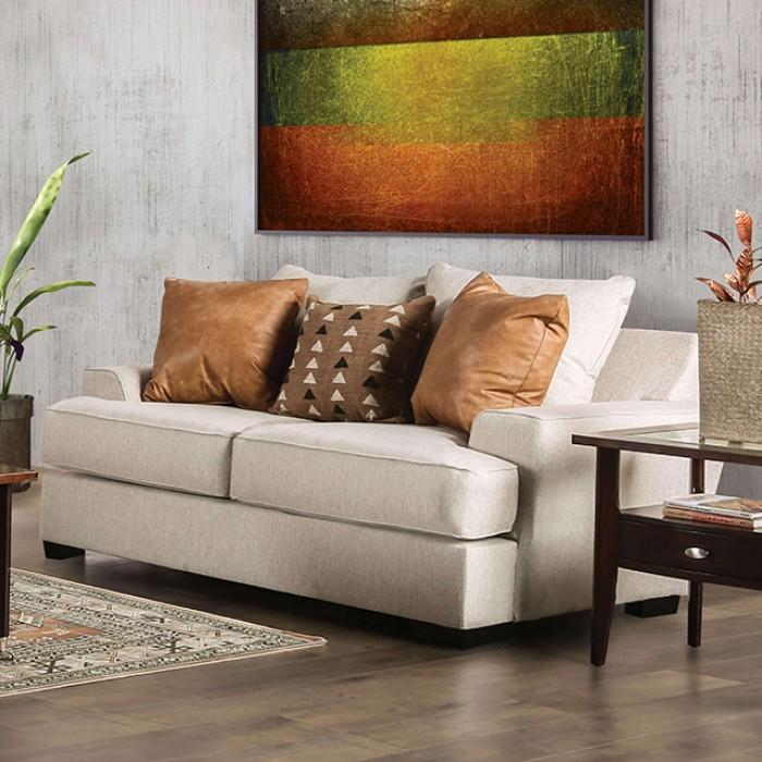 

    
Transitional Sand/Caramel Solid Wood Loveseat Furniture of America New Meadows SM1214-LV-L
