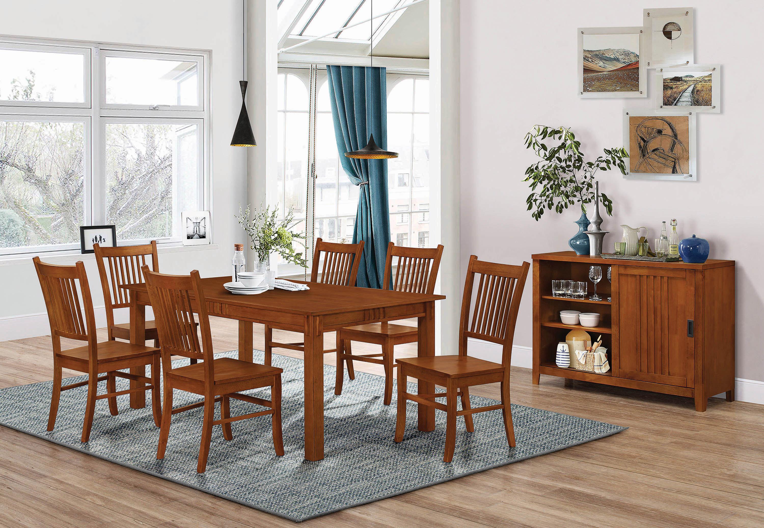 Transitional Dining Room Set 100621-S5 Marbrisa 100621-S5 in Brown 