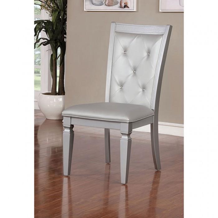 

    
Transitional Silver Finish Side Chairs Set 2pcs Furniture of America CM3452SC-2PK Alena

