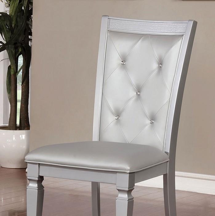 

    
Transitional Silver Finish Side Chairs Set 2pcs Furniture of America CM3452SC-2PK Alena
