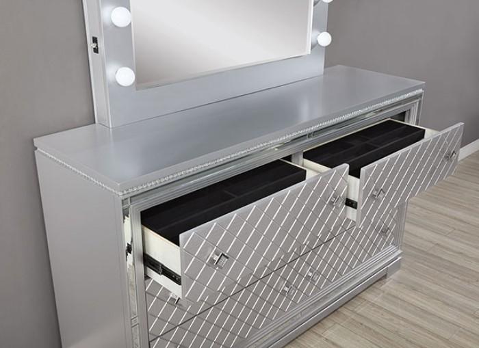 

                    
Buy Transitional Silver Solid Wood CAL Bedroom Set 5pcs Furniture of America CM7518 Belleterre
