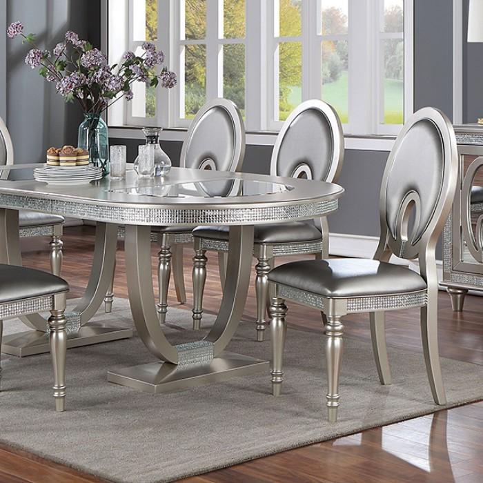 

    
Transitional Silver Solid Wood Dining Room Set 8PCS Furniture of America Cathalina CM3541SV-T-8PCS
