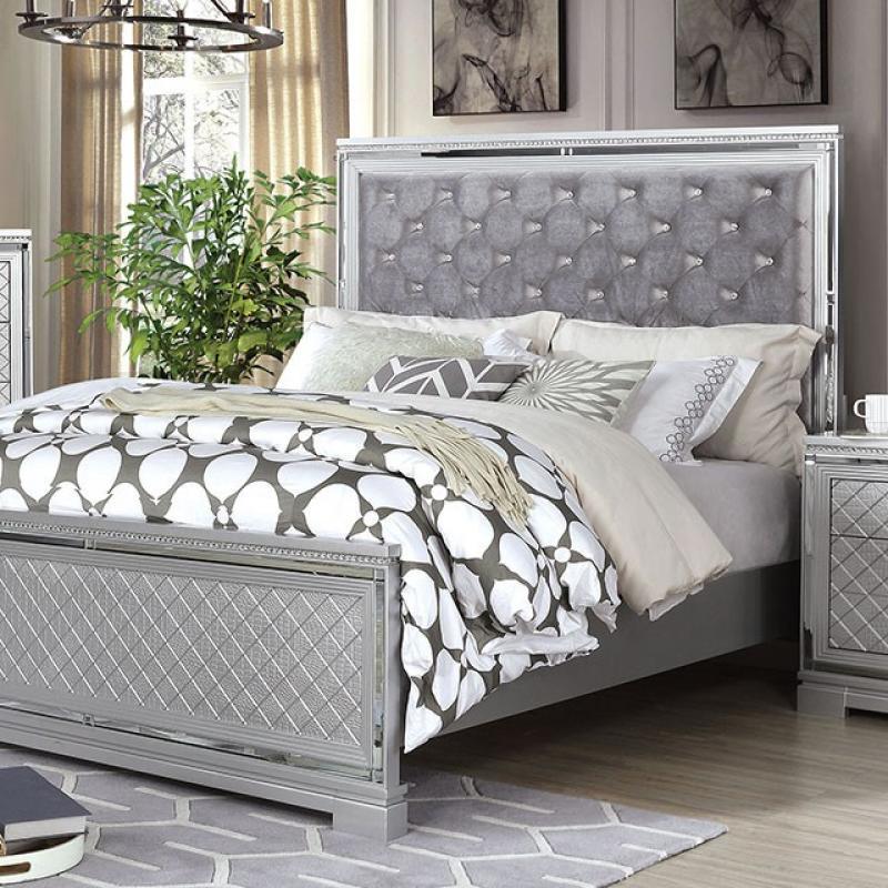 

    
Transitional Silver Solid Wood King Bed Furniture of America CM7518 Belleterre
