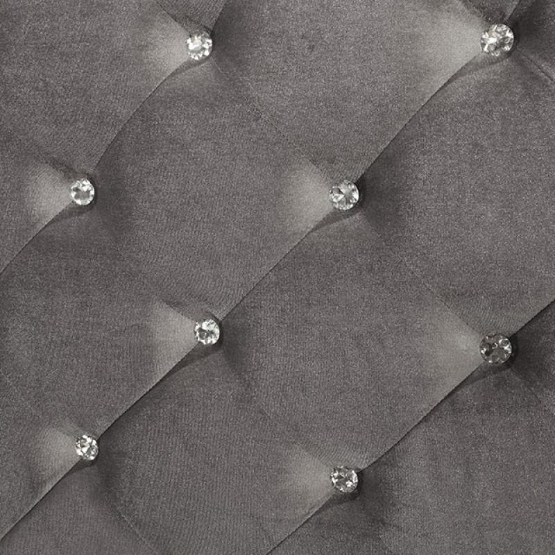 

                    
Furniture of America CM7518-EK Belleterre Panel Bed Silver Velvet-like Fabric Purchase 
