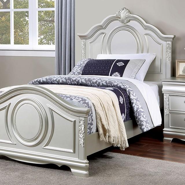 Transitional Panel Bed CM7458SV-T Alecia CM7458SV-T in Silver 