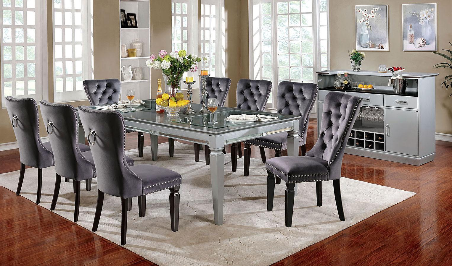 

    
Transitional Gray Dining Table Set 10pcs Alena CM3452T Furniture of America
