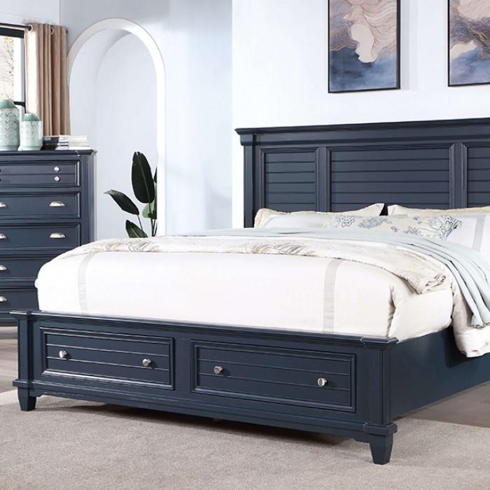 

    
Transitional Slate Blue Solid Wood King Storage Bed Furniture of America Manzanillo CM7470BL-EK
