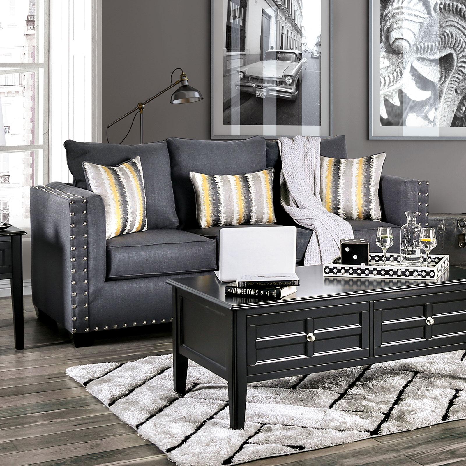 

    
Transitional Slate Linen-like Fabric Sofa and Loveseat Furniture of America Inkom
