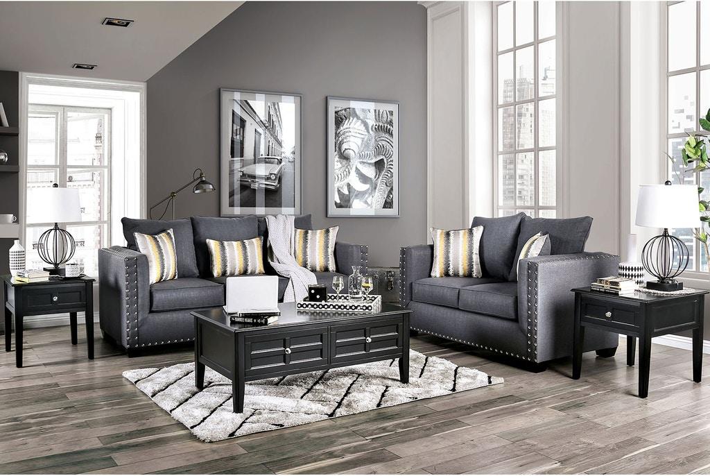 Transitional Sofa and Loveseat Set SM6220-2PC Inkom SM6220-2PC in Slate Fabric