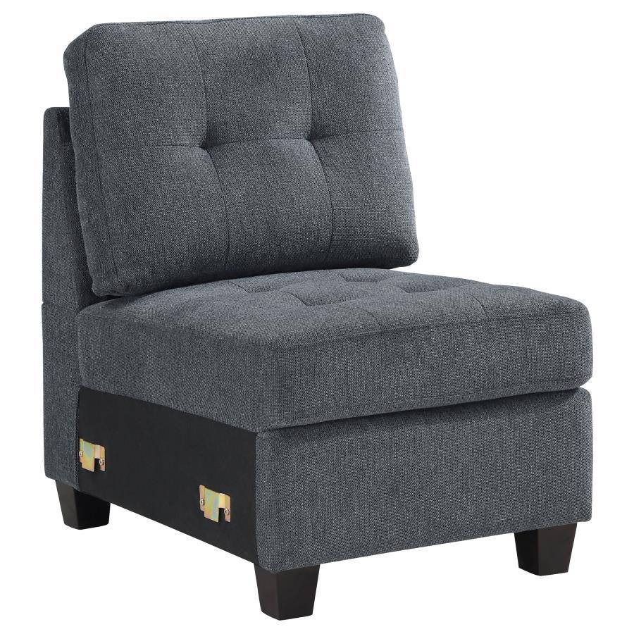 Transitional Armless Chair Georgina Armless Chair 551701-AC 551701-AC in steel gray, Black Fabric